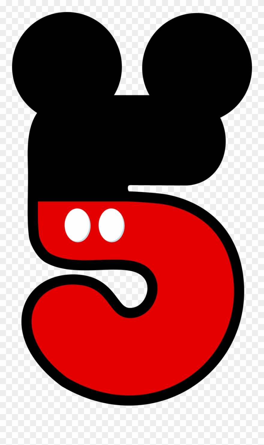 Números Del 1 Al 5 Con Pantalón Corto Y Orejas De Mickey - Numeros De Mickey Mouse Clipart