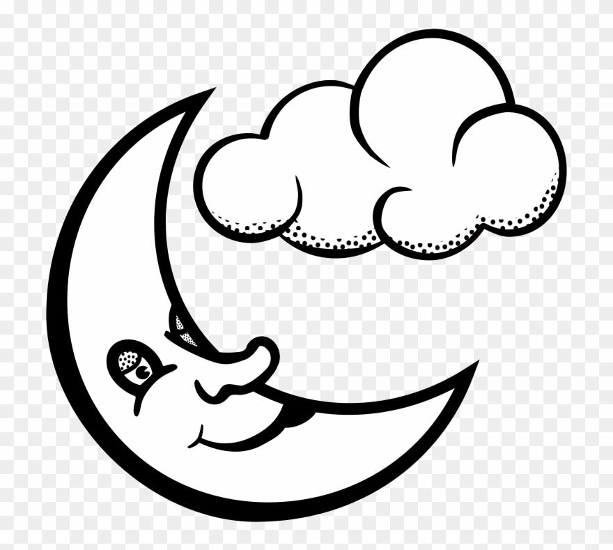 Moon Clipart Black And White Download - Line Art Of Moon - Png Download