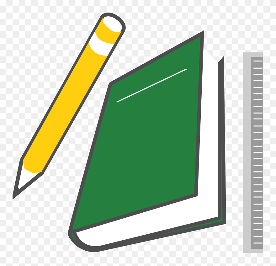 Clipart Mit Einem Bleistift, Einem Buch Und Einem Lineal - Education Clip Art - Png Download