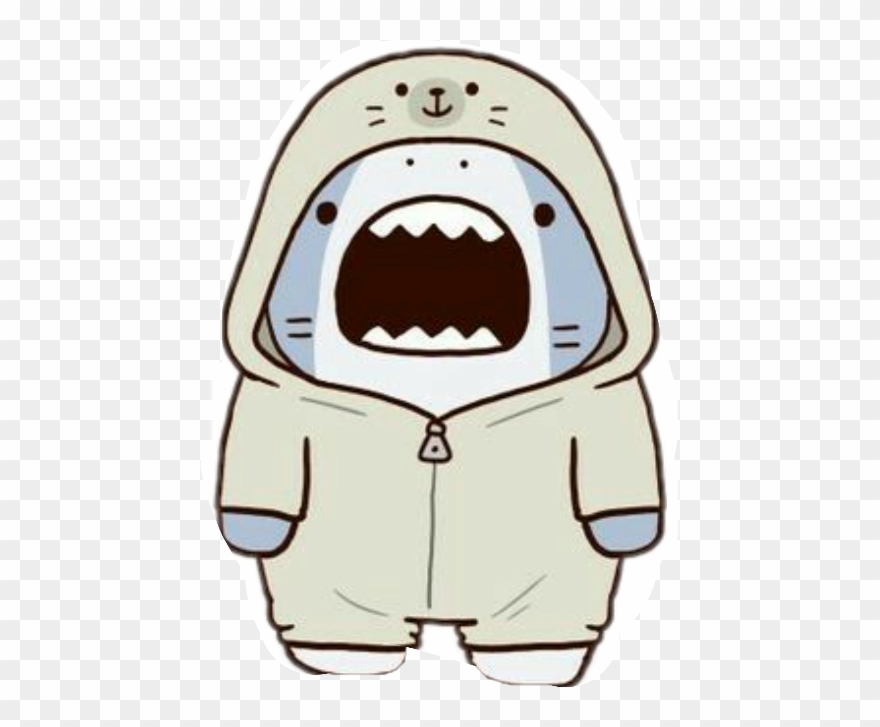 Kawaii Shark With Seal Clipart
