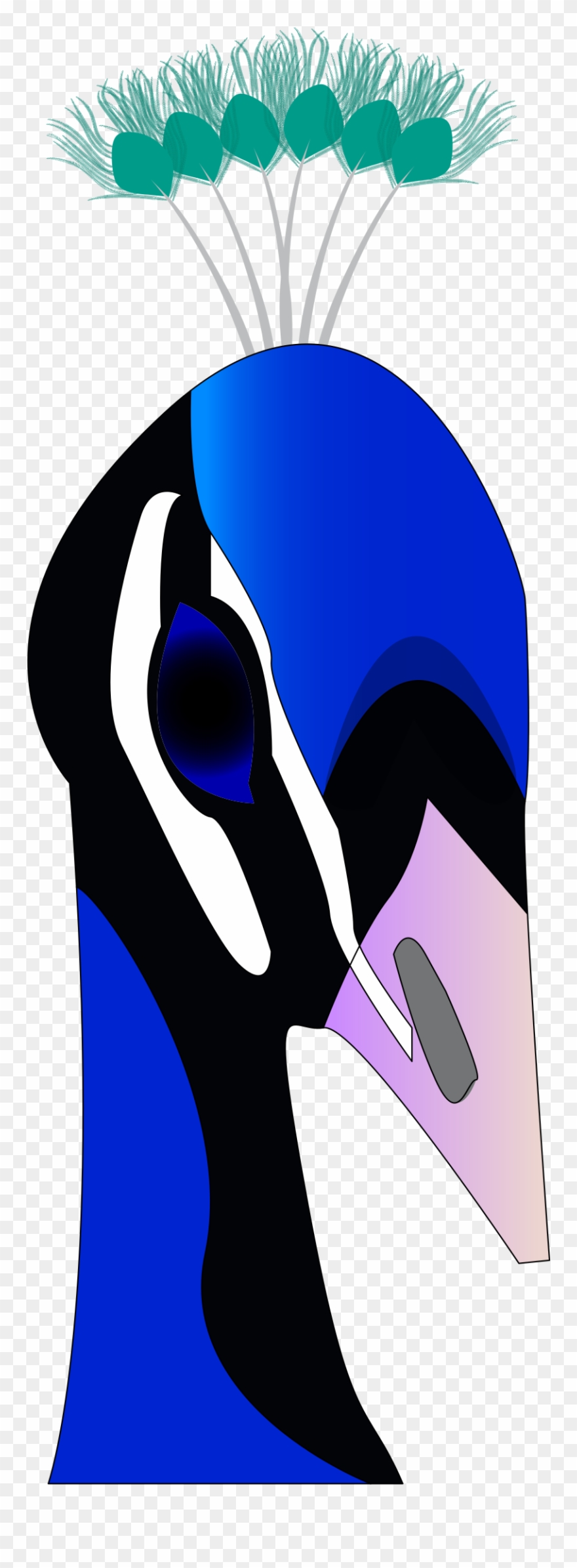 Peacock Head Feathers Cartoon Clipart