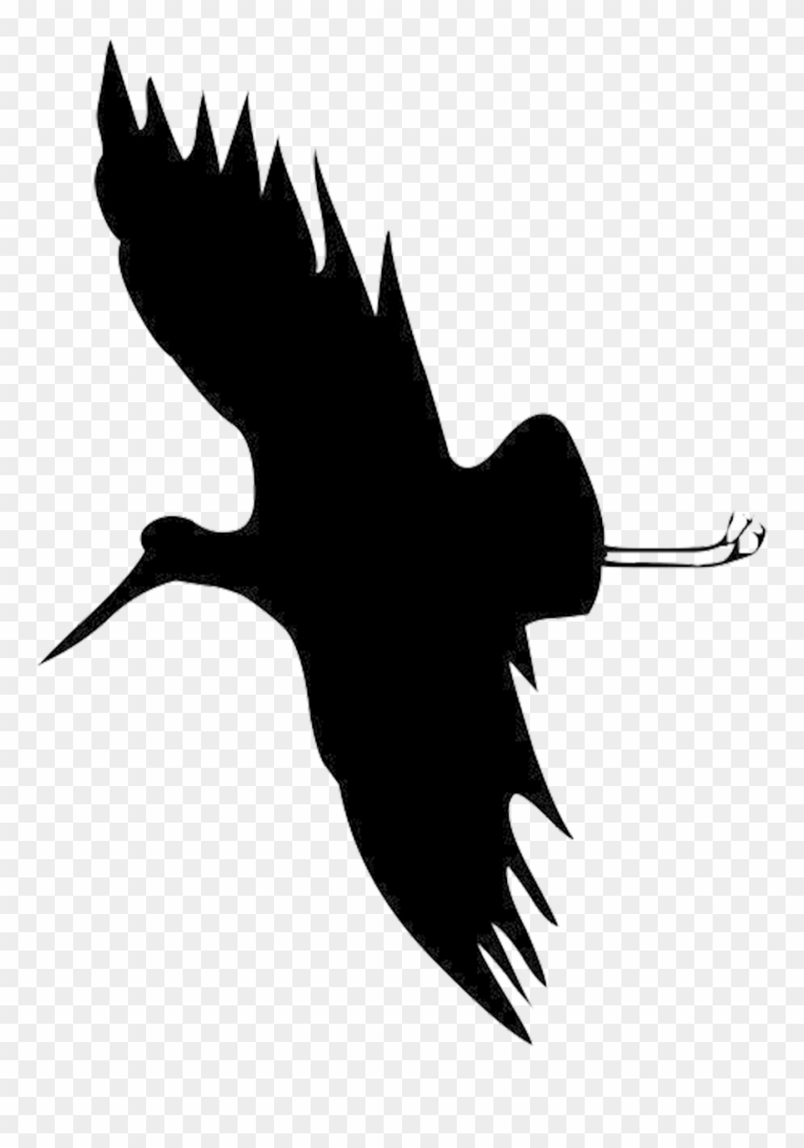 Bird Silhouettes Flying Stor Flamingo - Flying Heron Silhouette Png Clipart