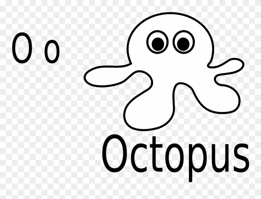 O For Octopus Black White Line Art Coloring Book Colouring - O For Octopus Clipart