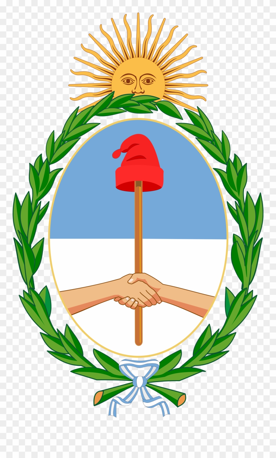 Coat Arms Sun Rays Hands Transparent Image Coat - Argentina Coat Of Arms Clipart