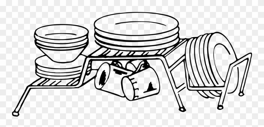 Computer Icons Drawing Line Art /m/02csf Cartoon - Plate Rack Clipart Black And White - Png Download