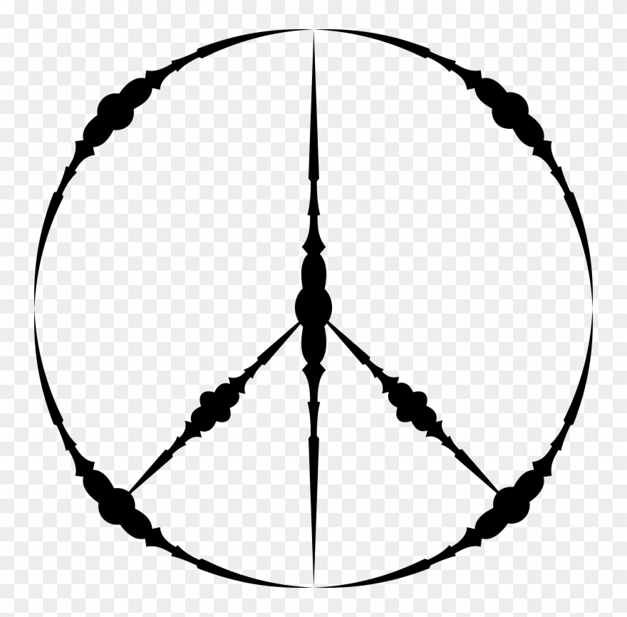 Peace Symbols Black And White V Sign Drawing - Peace Sign Drawing Black And White Clipart