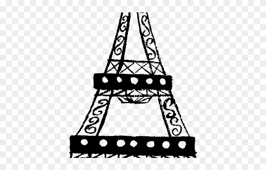 Drawn Eiffel Tower Tall Tower - Line Art Eiffel Tower Png Clipart