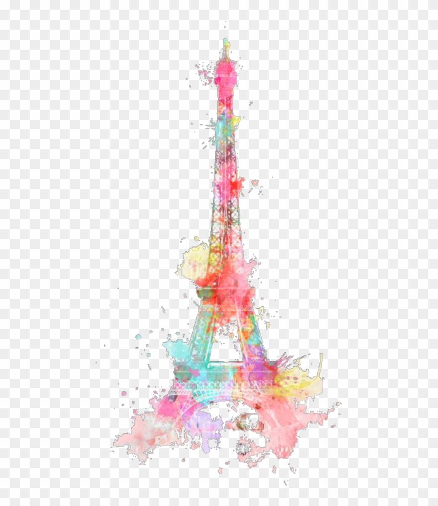 Ftestickers Watercolor Eiffeltower Paris Colorful Freet - Eiffel Tower Landscape Art 24x18 Poster Decor Clipart