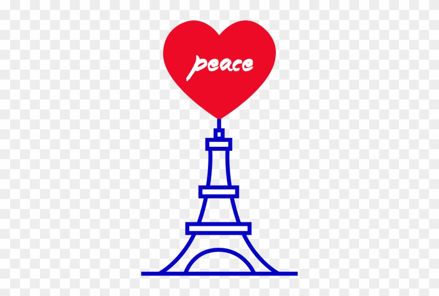 Peace Bluewhitered Love Heart France Eiffeltower Peace - Heart Clipart