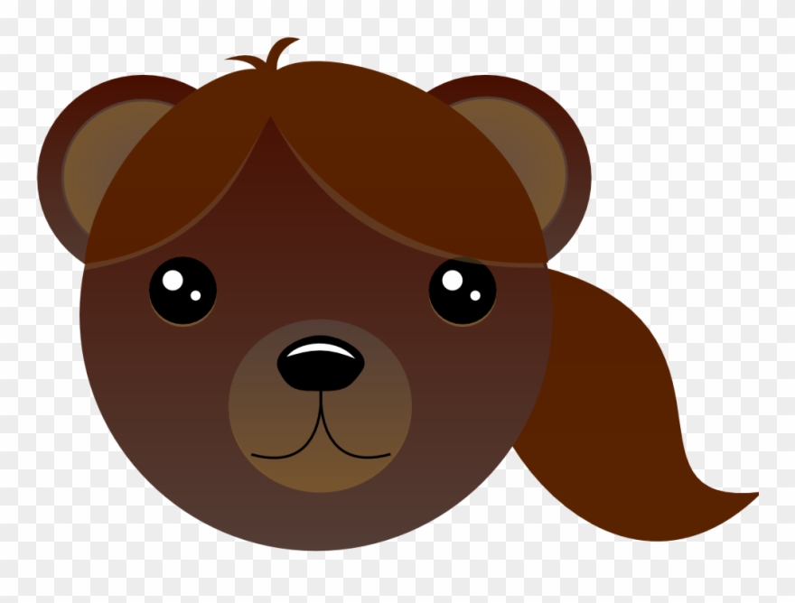 Brown Bear With Pony Tail - Girl Bear Shower Curtain Clipart