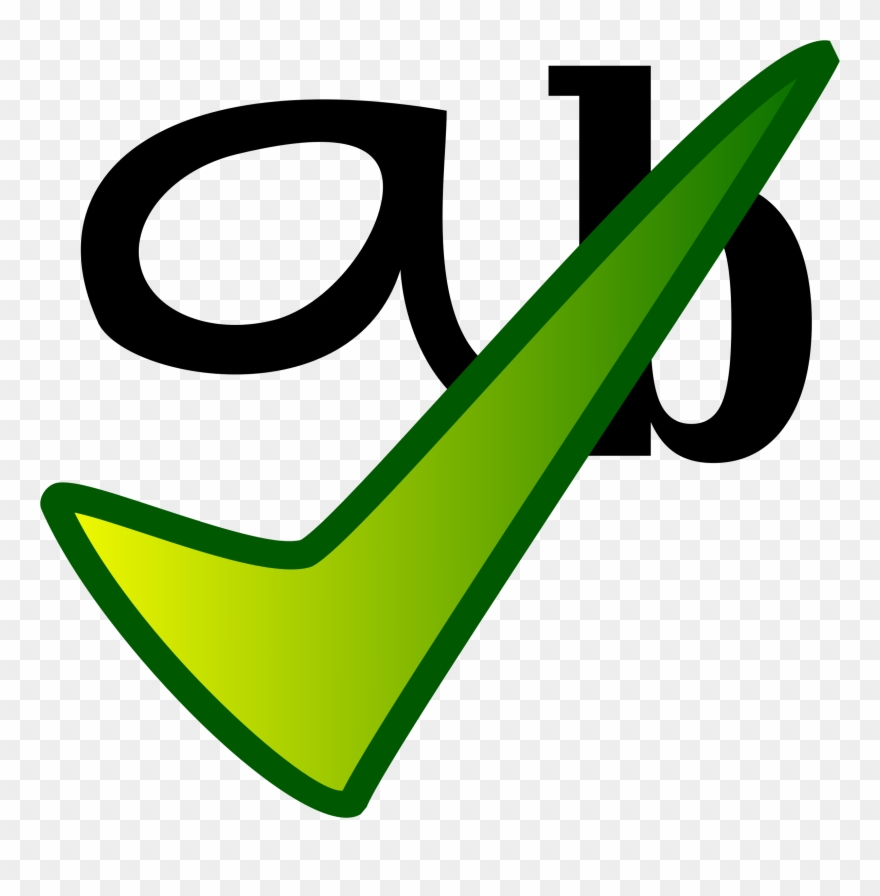 Green Tick Clipart Word Art - Spell Check Clip Art - Png Download