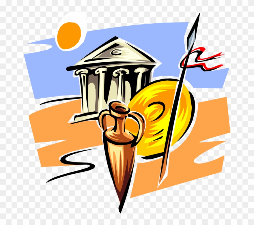 Vector Illustration Of Ancient Greece Greek Temple Clipart