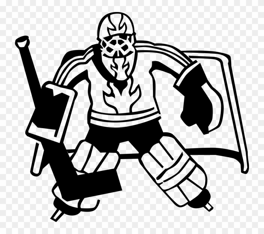 Vector Illustration Of Sport Of Ice Hockey Goalie Protects Clipart