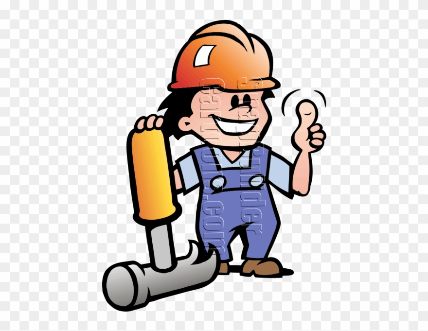 Mechanic Man Hammer Hard Hat Mascot Logo Clipart