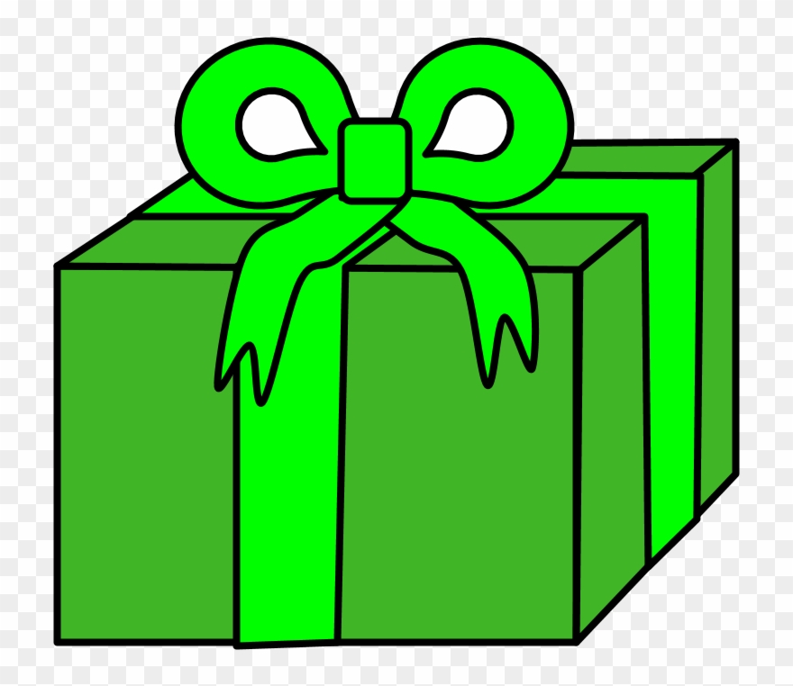 Gift, Green Wrapping Paper, Light Green Ribbon, Clipart