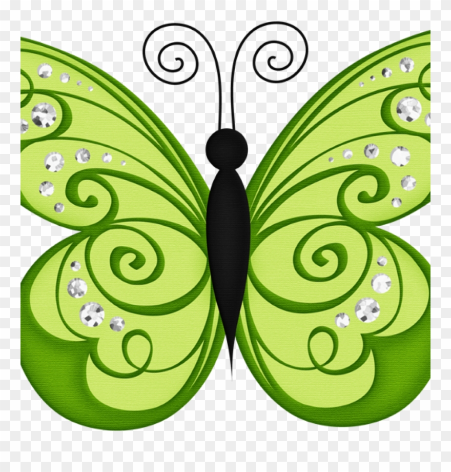 Green Butterfly Clip Art Borboletas Joaninhas E Etc - Png Download