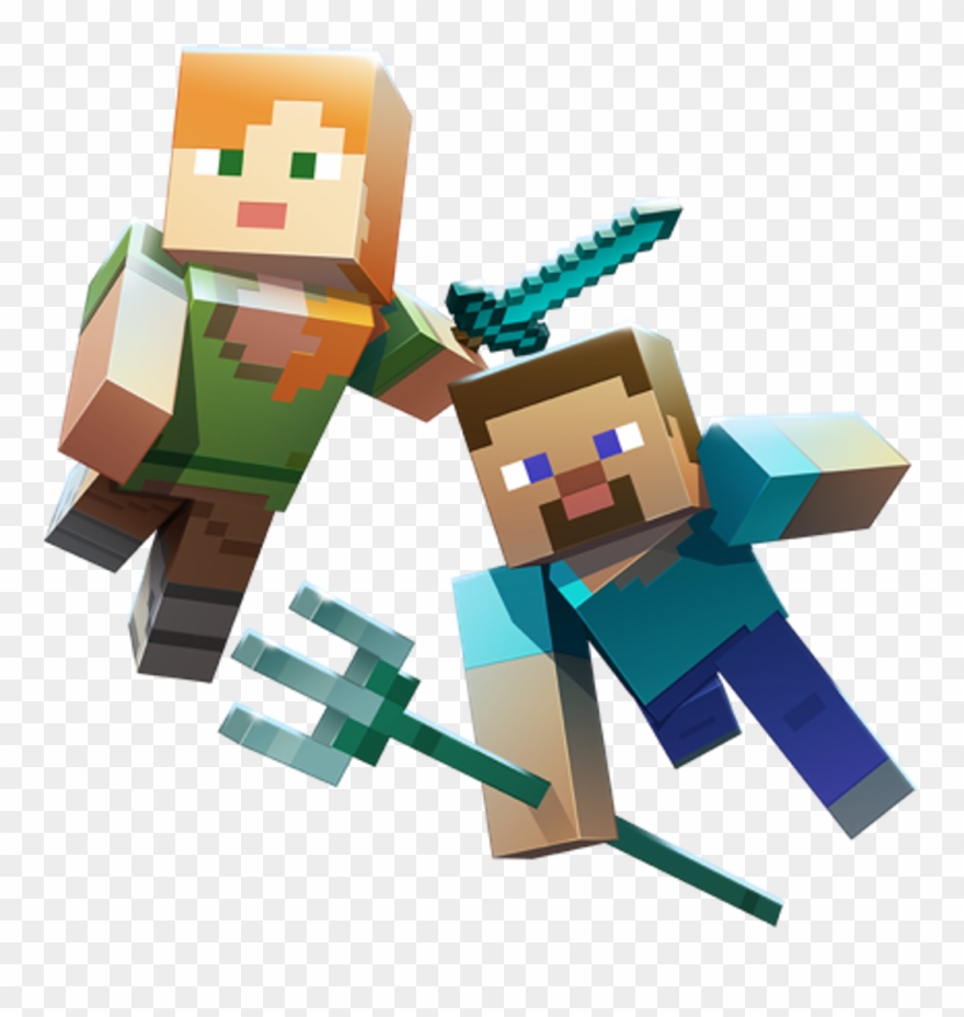 Minecraft Aquatic Steve Alex Trident Sword Diamond Clipart