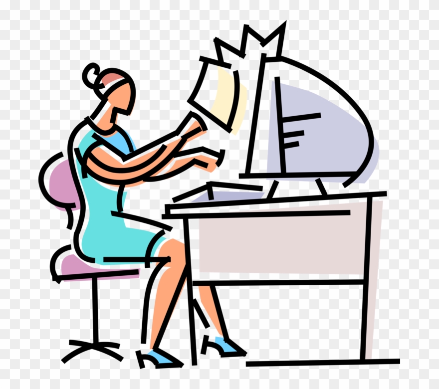 Vector Illustration Of Businesswoman Transcribes Written Clipart