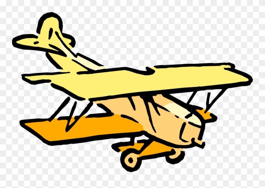 Vector Illustration Of Biplane Fixed-wing Aircraft Clipart