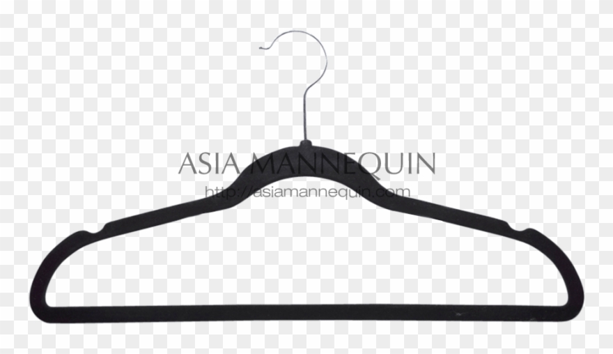 Hve006 Velvet Clothes Hanger, Black, Non-slip, W/ Bar Clipart