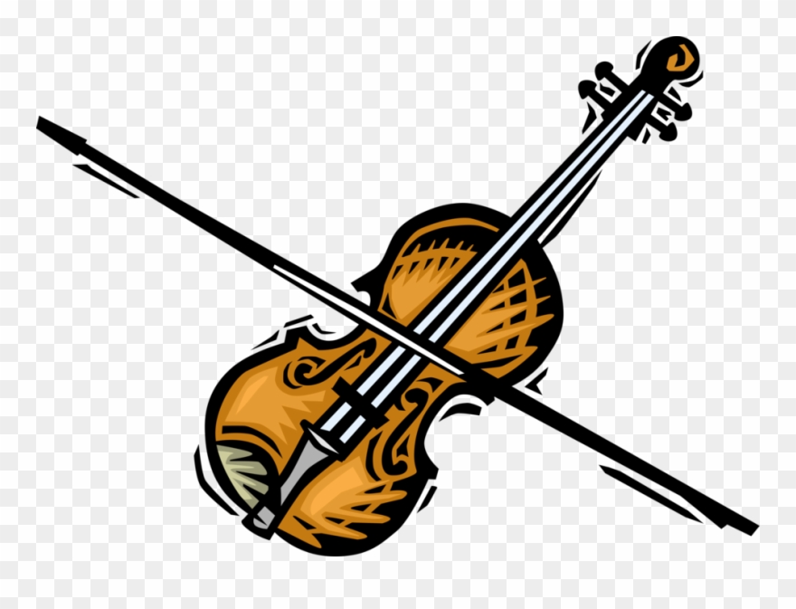 Vector Illustration Of Violin Or Fiddle Stringed Musical Clipart