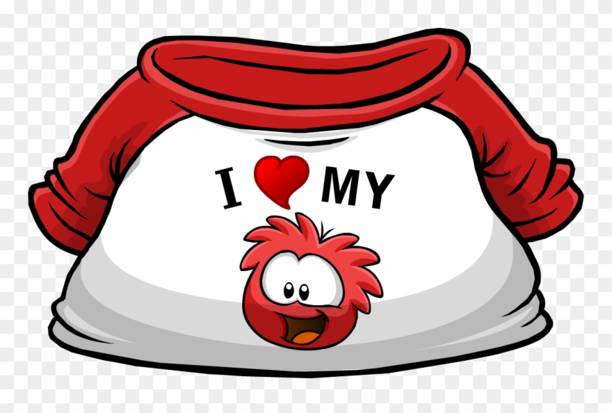 I Heart My Red Puffle T-shirt Clipart