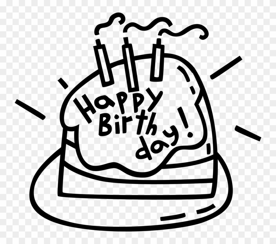 Vector Illustration Of Happy Birthday Cake With Candles Clipart