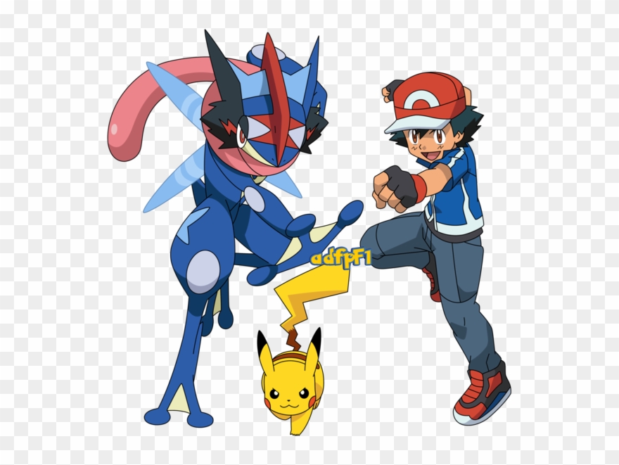 Ash , Pikachu Y Greninja Ash By Adfpf1 Clipart