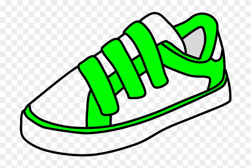 Sneakers, Velcro, White, Bright Green, Clipart