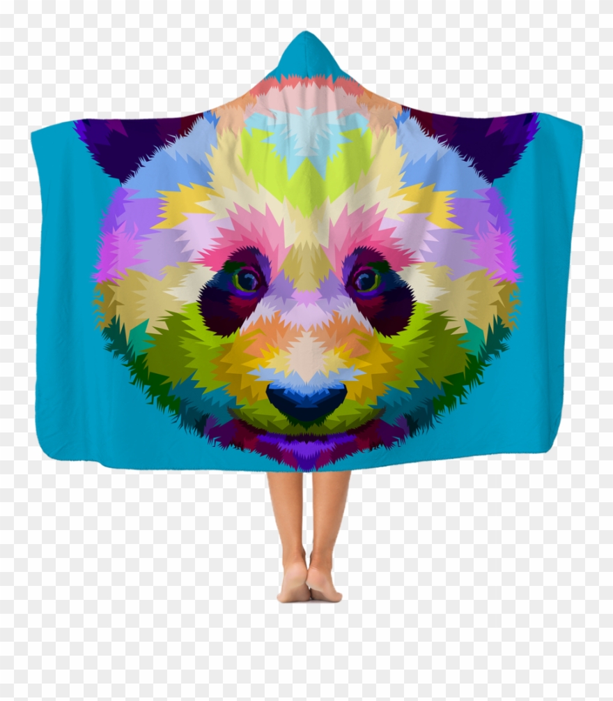 Colourful Panda Premium Adult Hooded Blanket Clipart