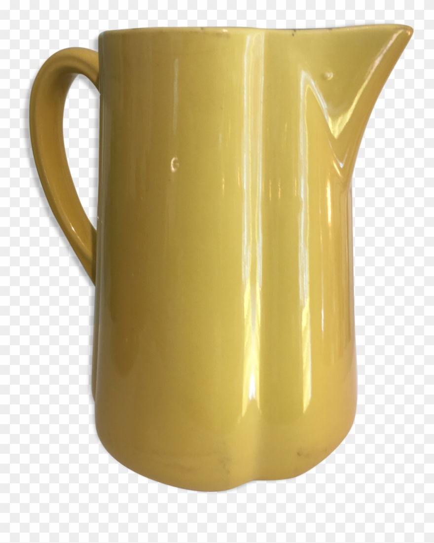 Pitcher Carafe In Ceramic Yellow Vintage 40s Clipart