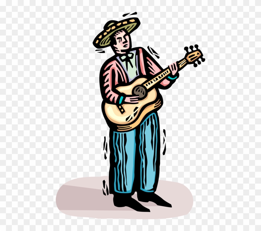 Vector Illustration Of Mexican Musician With Sombrero Clipart