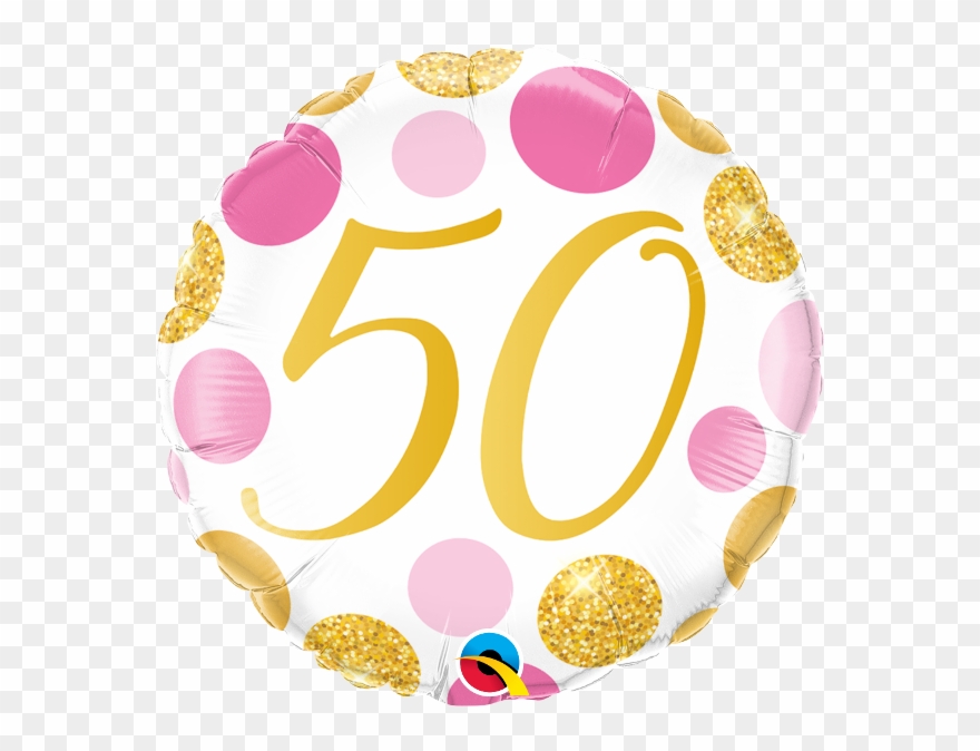 50 Pink & Gold Dots 18" Foil Balloon Clipart