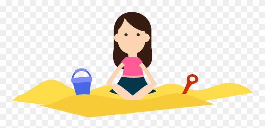 Hand Drawn Little Girl Playing With Sand Elements Clipart