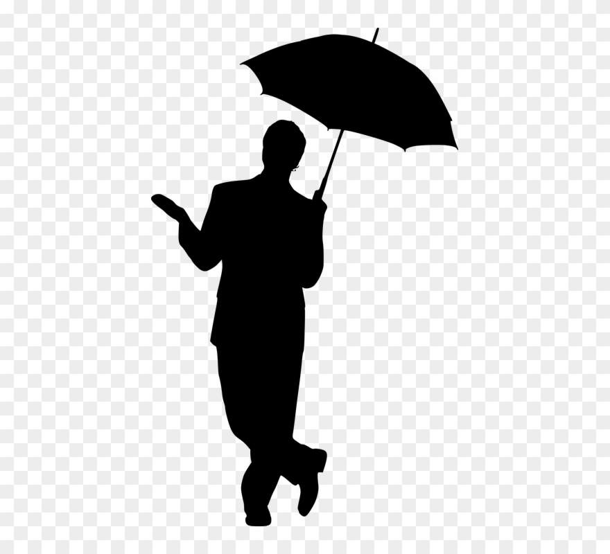 Silhouette, Man, Umbrella, Business, Businessman Clipart