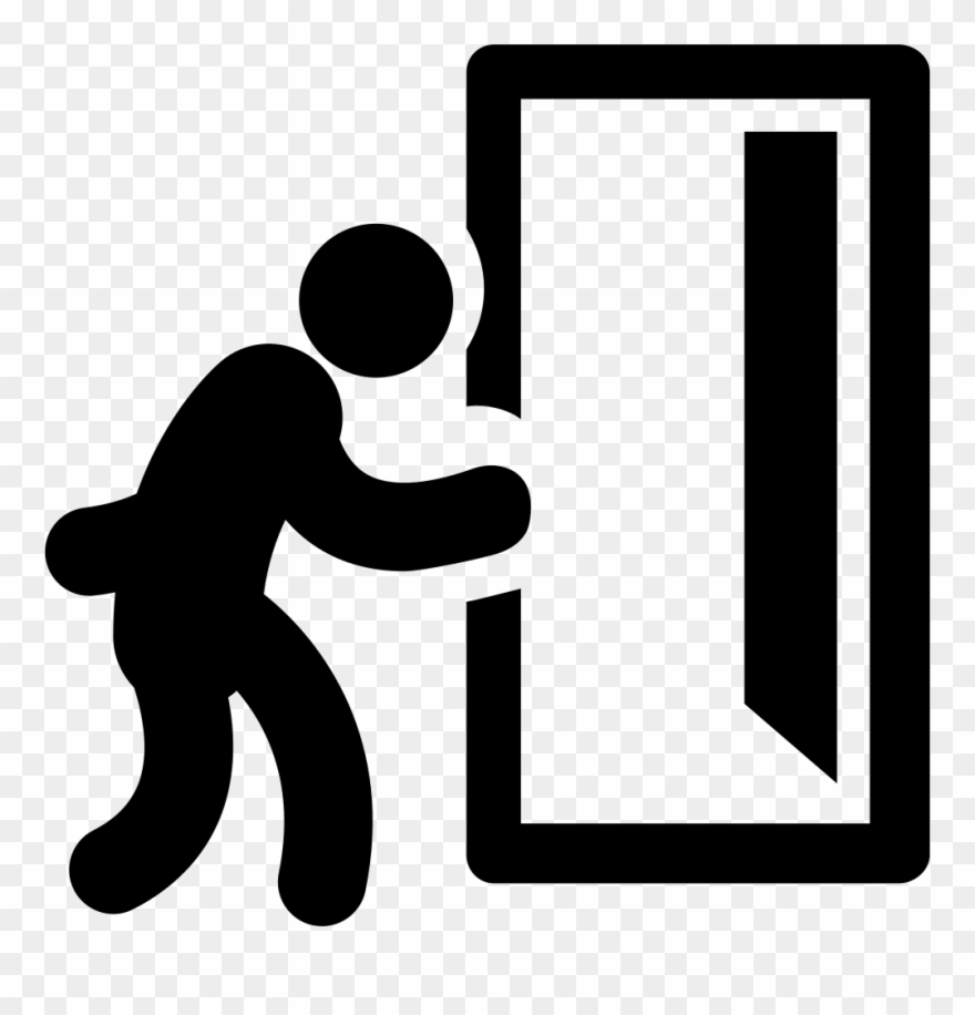 Man And Opened Exit Door Comments Clipart