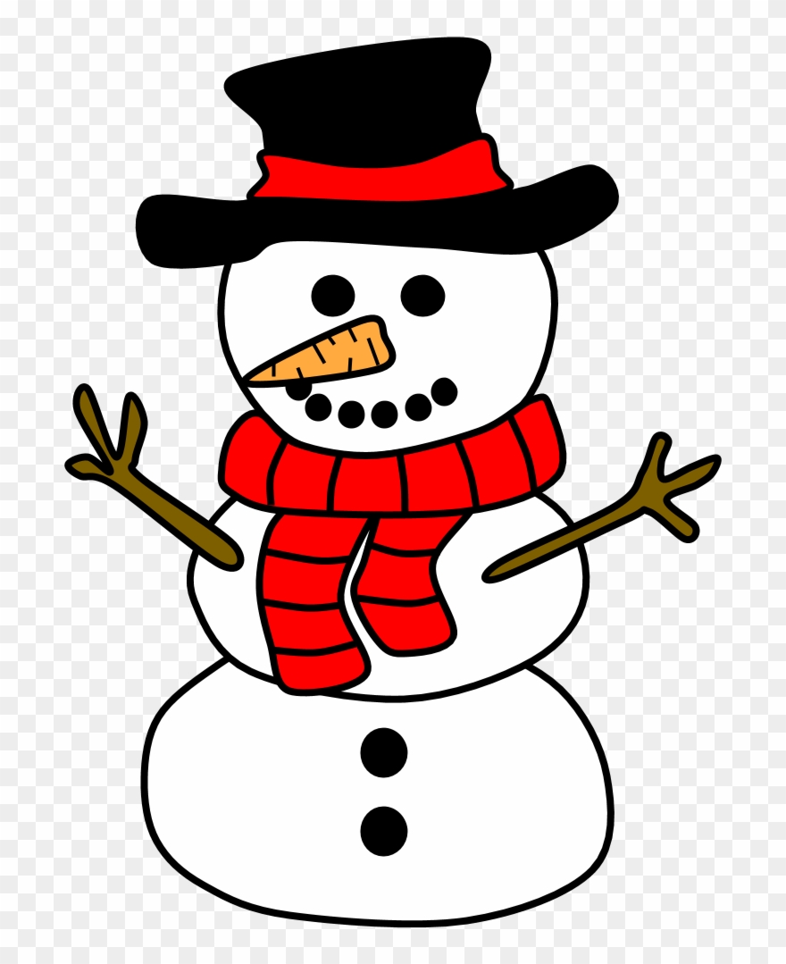Snowman, Hat, Scarf, Red Clipart