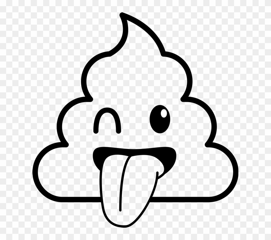 Sticking Tongue Out Poop Emoji Rubber Stamp Clipart
