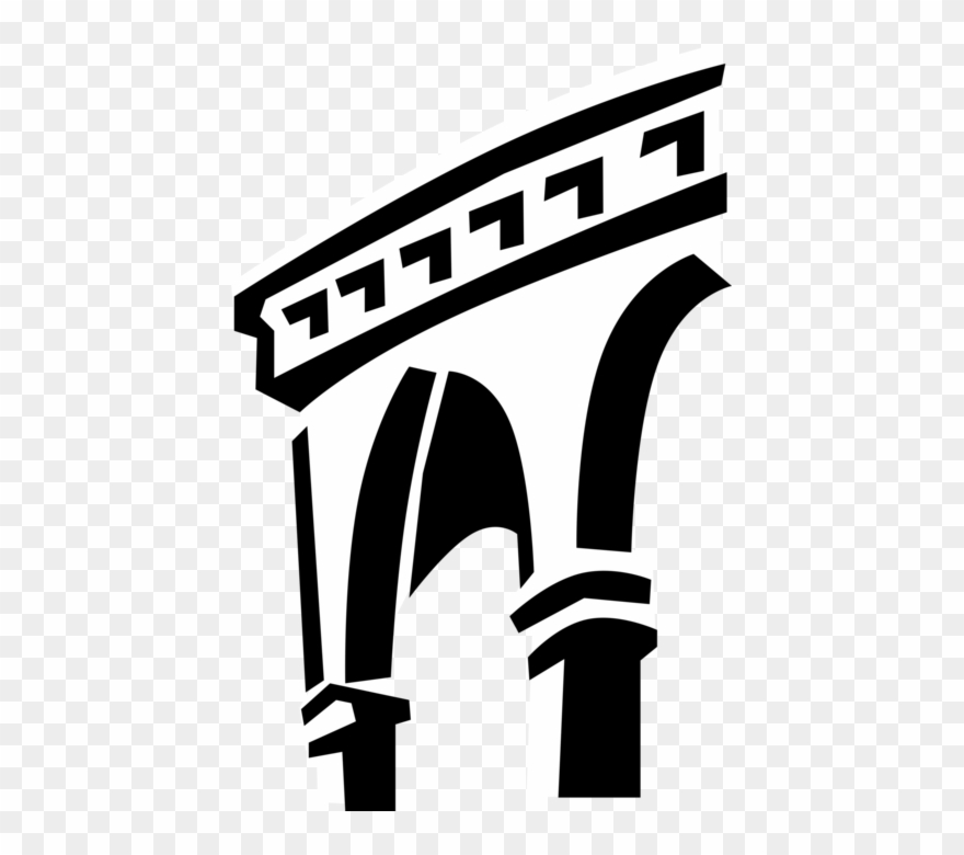 Vector Illustration Of Roman Aqueduct Bridge To Convey Clipart