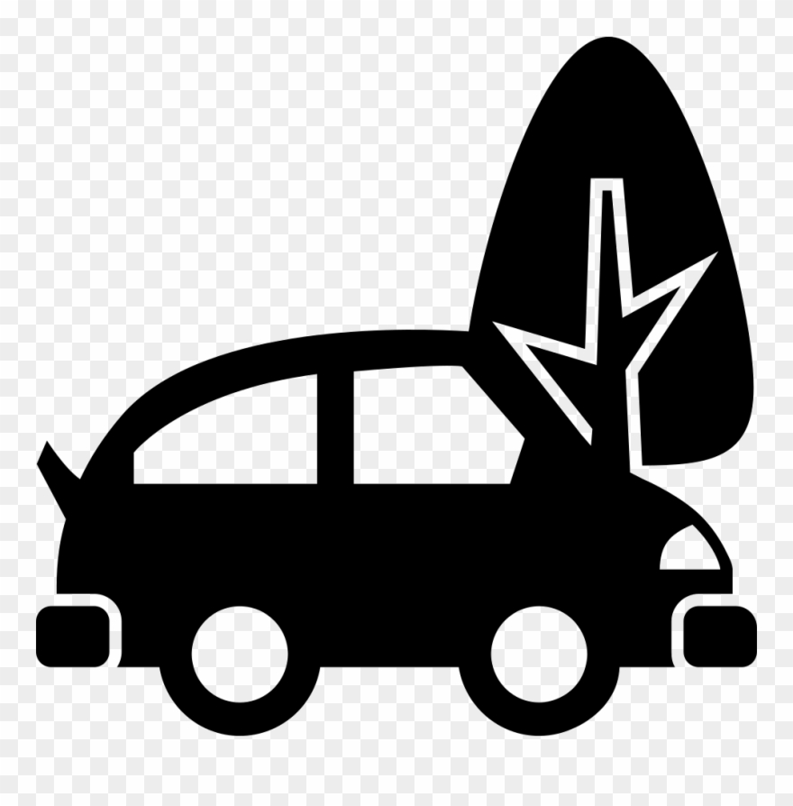 Car On City Street With A Tree Comments Clipart