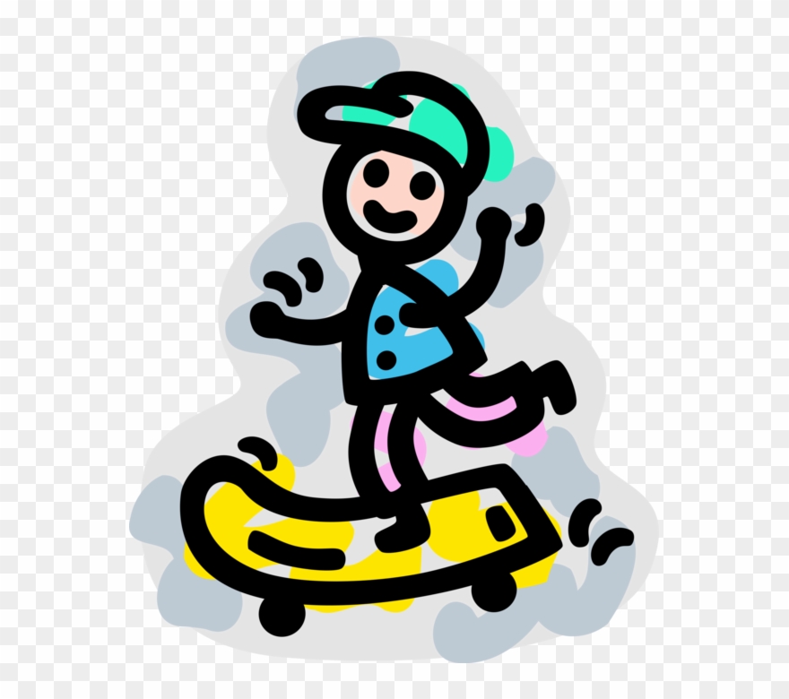 Vector Illustration Of Skateboarder With Skateboard Clipart