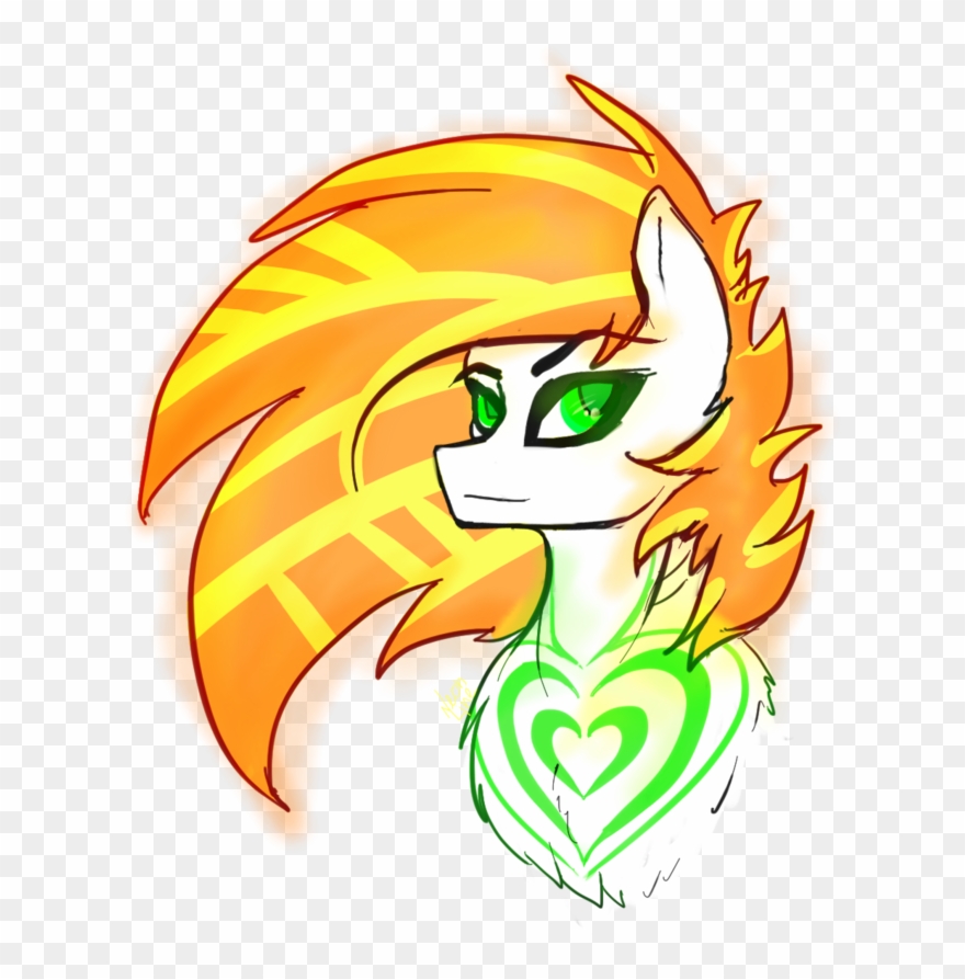 Neon Line, Bust, Female, Green Eyes, Mare, Multicolored Clipart
