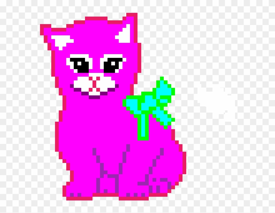 Pink Pixel Cat Art Clipart