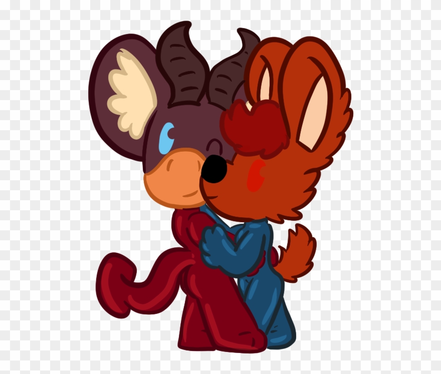 An Anfael And A Vandobe Are Cuddling In Stretchyness Clipart