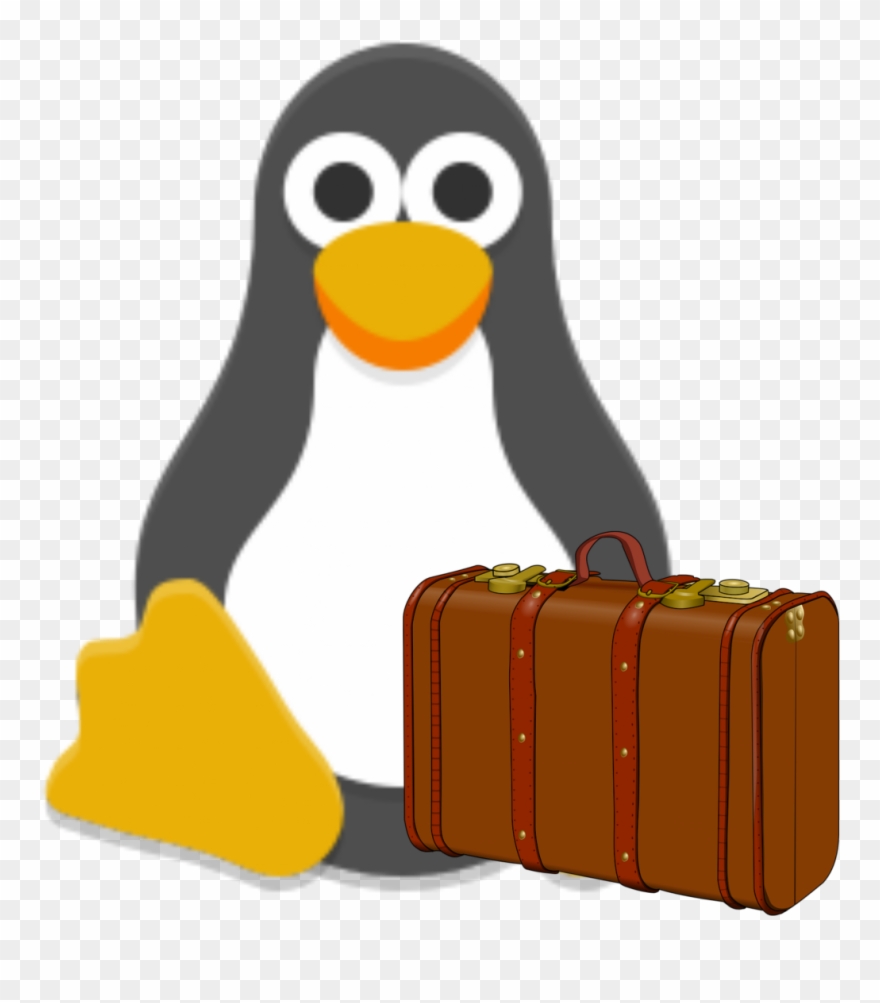 Tux Con Una Maleta Clipart