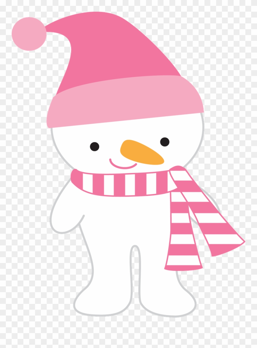 Winter Clipart, Cute Snowman, Snowmen, Pink Hat, - Png Download