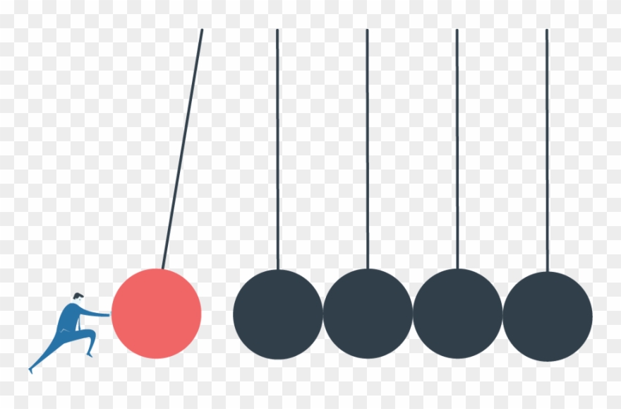 Little Man Pulling Back Ball On Newton's Cradle Clipart