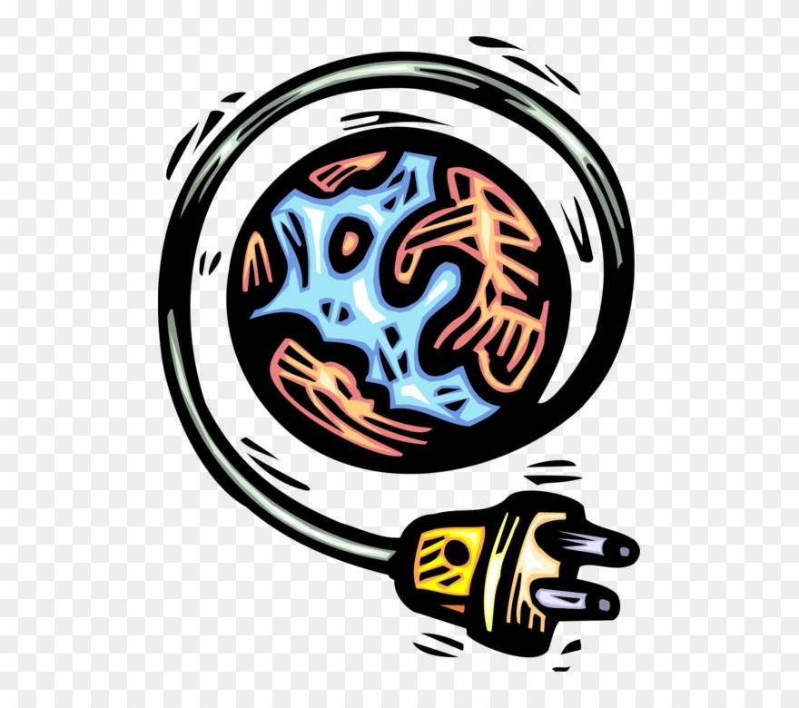 Vector Illustration Of Plugged In Wired World With Clipart