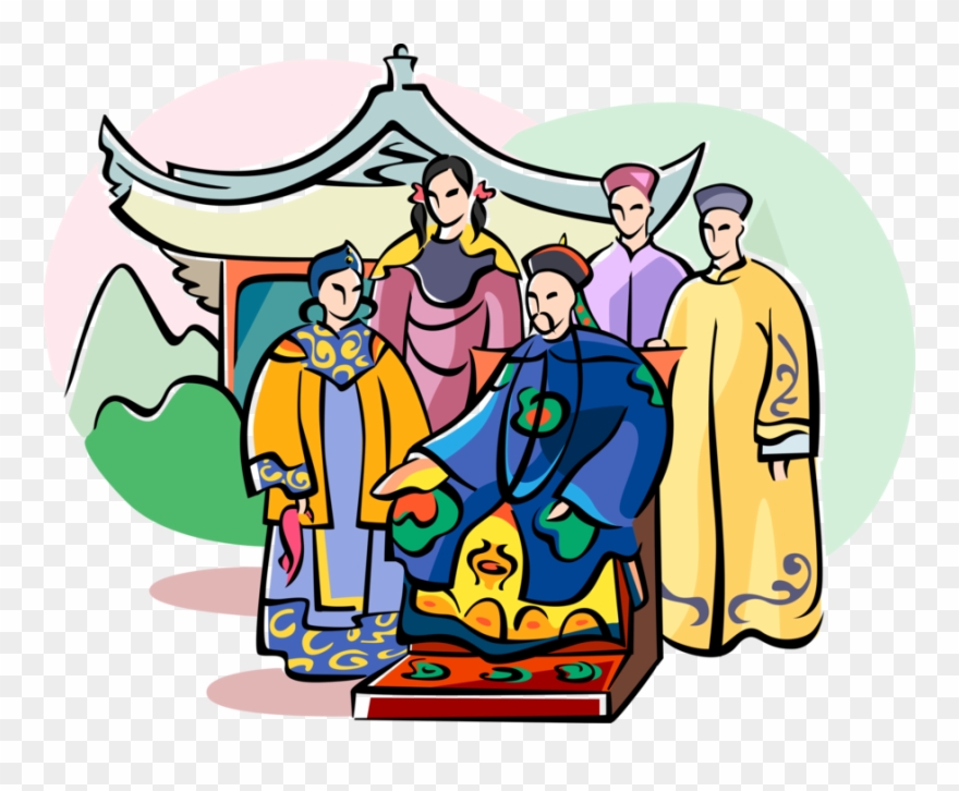 Vector Illustration Of Chinese Emperor And Imperial Clipart