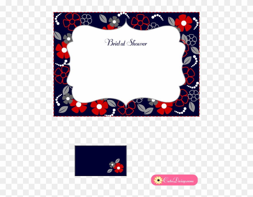 Free Printable Floral Bridal Shower Invitation Blue Clipart